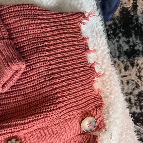 Francesca’s moon & madison Frayed Hem Reversible Pink Cotton Cardigan sz S - Picture 8 of 12